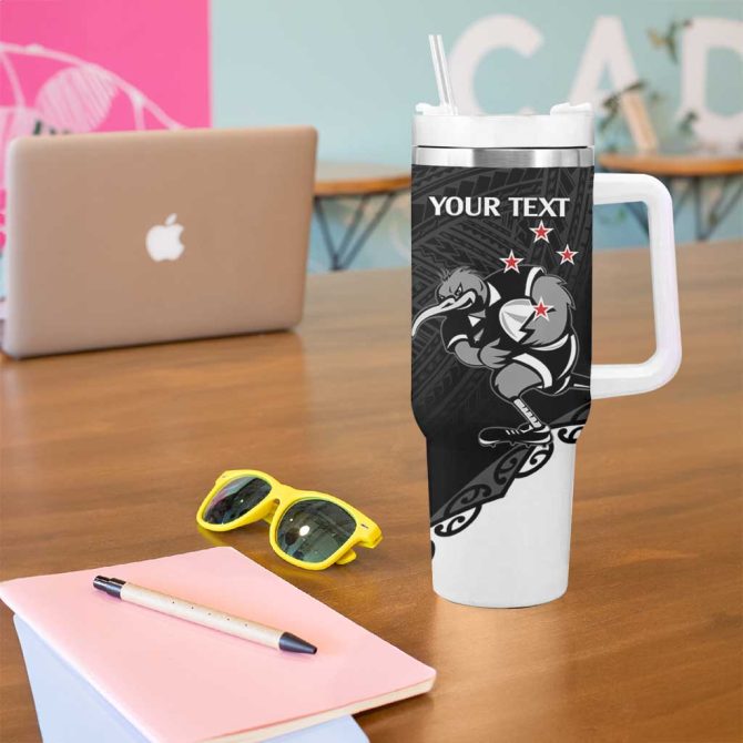 Aotearoa Rugby Maori Kiwi Mascot Custom Stanley Quencher 40Oz Stainless Steel Tumbler With Handle - Image 5