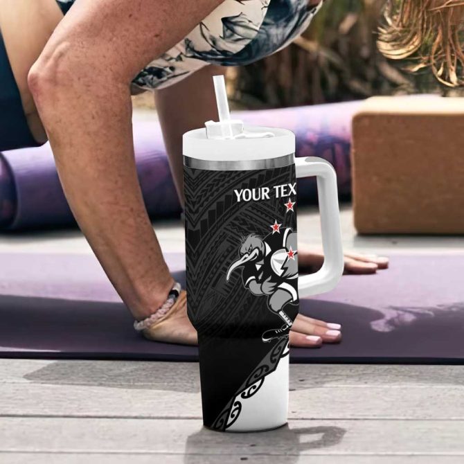 Aotearoa Rugby Maori Kiwi Mascot Custom Stanley Quencher 40Oz Stainless Steel Tumbler With Handle - Image 6