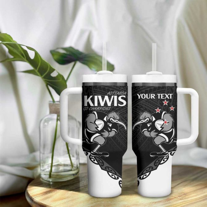 Aotearoa Rugby Maori Kiwi #8211; Mascot Style Custom Stanley Quencher 40Oz Stainless Steel Tumbler With Handle - Image 9