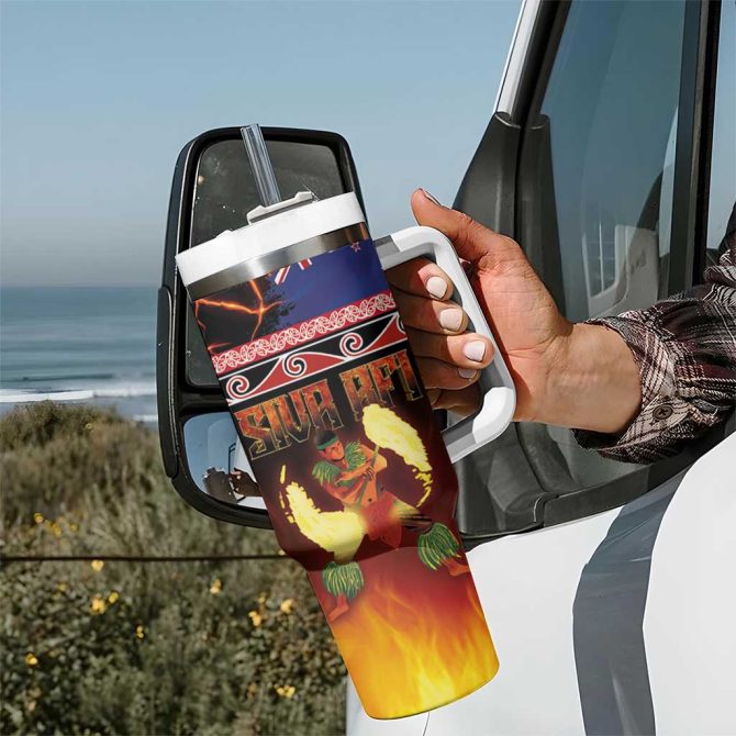 Aotearoa Siva Afi Tribal Performers Of Aotearoa Fire Knife Dancing Custom Stanley Quencher 40Oz Stainless Steel Tumbler With Handle - Image 7