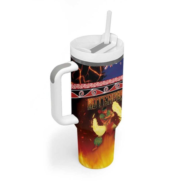 Aotearoa Siva Afi Tribal Performers Of Aotearoa Fire Knife Dancing Custom Stanley Quencher 40Oz Stainless Steel Tumbler With Handle - Image 2