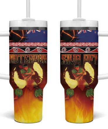 Aotearoa Siva Afi Tribal Performers Of Aotearoa Fire Knife Dancing Custom Stanley Quencher 40Oz Stainless Steel Tumbler With Handle