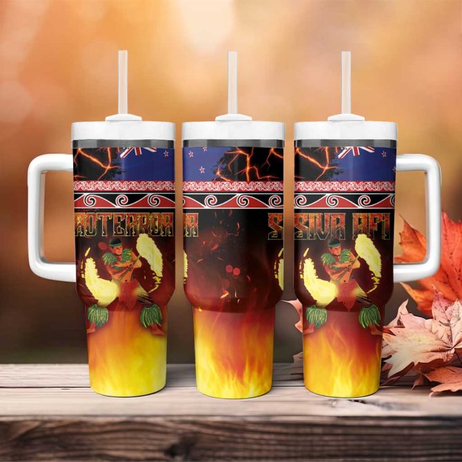 Aotearoa Siva Afi Tribal Performers Of Aotearoa Fire Knife Dancing Custom Stanley Quencher 40Oz Stainless Steel Tumbler With Handle - Image 4