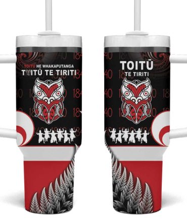 Aotearoa Toitu He Whakaputanga Toitu Te Tiriti O Waitangi Custom Stanley Quencher 40Oz Stainless Steel Tumbler With Handle