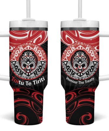 Aotearoa Toitu Te Tiriti Haka Tiki Honour The Treaty Custom Stanley Quencher 40Oz Stainless Steel Tumbler With Handle