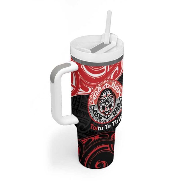 Aotearoa Toitu Te Tiriti Haka Tiki Honour The Treaty Custom Stanley Quencher 40Oz Stainless Steel Tumbler With Handle - Image 2
