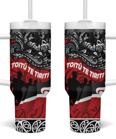 Aotearoa Toitu Te Tiriti Honoring Te Tiriti O Waitangi Maori Haka Custom Stanley Quencher 40Oz Stainless Steel Tumbler With Handle