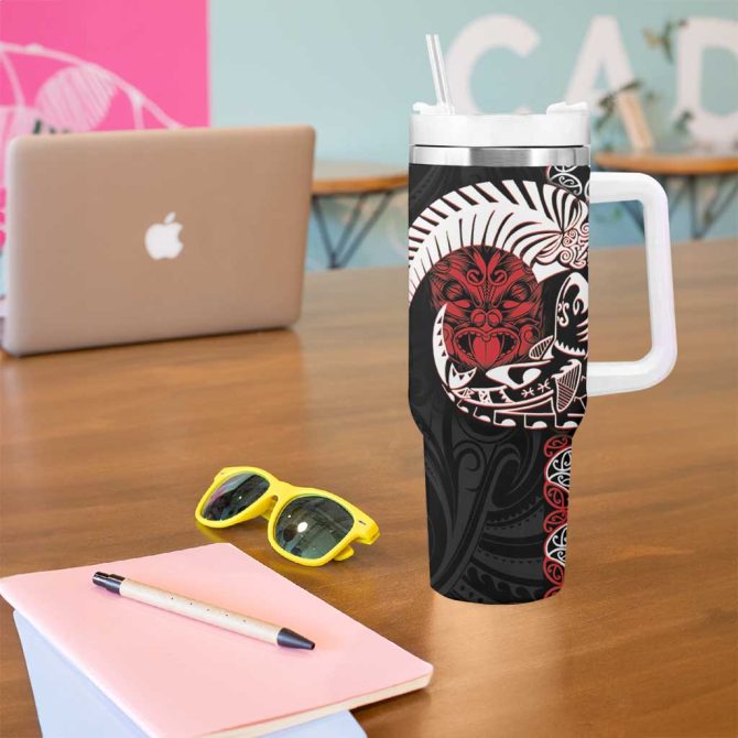 Aotearoa Toitu Te Tiriti Honour The Treaty Maori Haka Custom Stanley Quencher 40Oz Stainless Steel Tumbler With Handle - Image 5