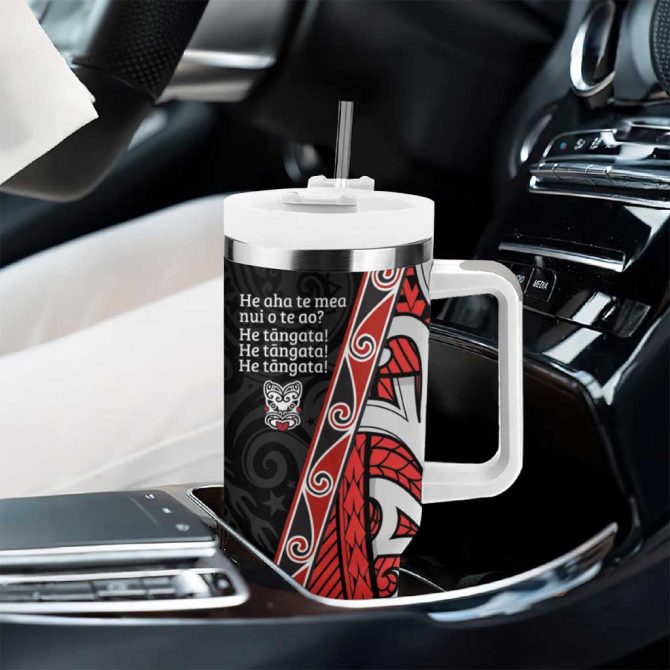 Aotearoa Toitu Te Tiriti Honour The Treaty New Zealand Custom Stanley Quencher 40Oz Stainless Steel Tumbler With Handle - Image 8