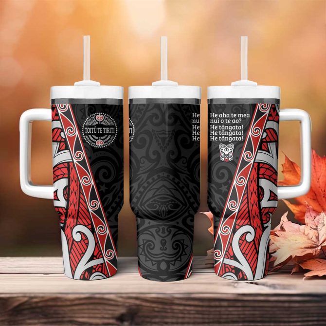 Aotearoa Toitu Te Tiriti Honour The Treaty New Zealand Custom Stanley Quencher 40Oz Stainless Steel Tumbler With Handle - Image 4