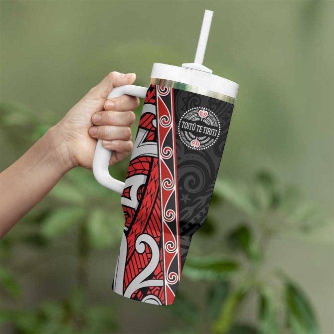 Aotearoa Toitu Te Tiriti Honour The Treaty New Zealand Custom Stanley Quencher 40Oz Stainless Steel Tumbler With Handle - Image 3