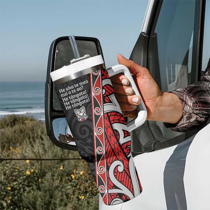 Aotearoa Toitu Te Tiriti Honour The Treaty New Zealand Custom Stanley Quencher 40Oz Stainless Steel Tumbler With Handle - Image 7