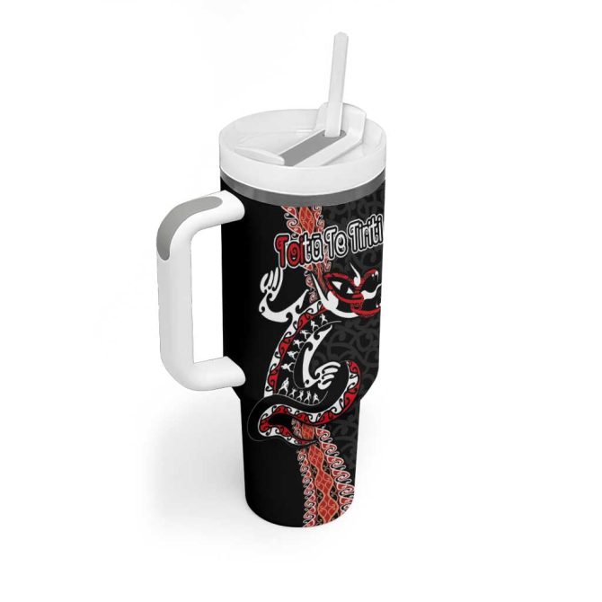 Aotearoa Toitu Te Tiriti Maori Taniwha Haka Honour The Treaty Custom Stanley Quencher 40Oz Stainless Steel Tumbler With Handle - Image 2