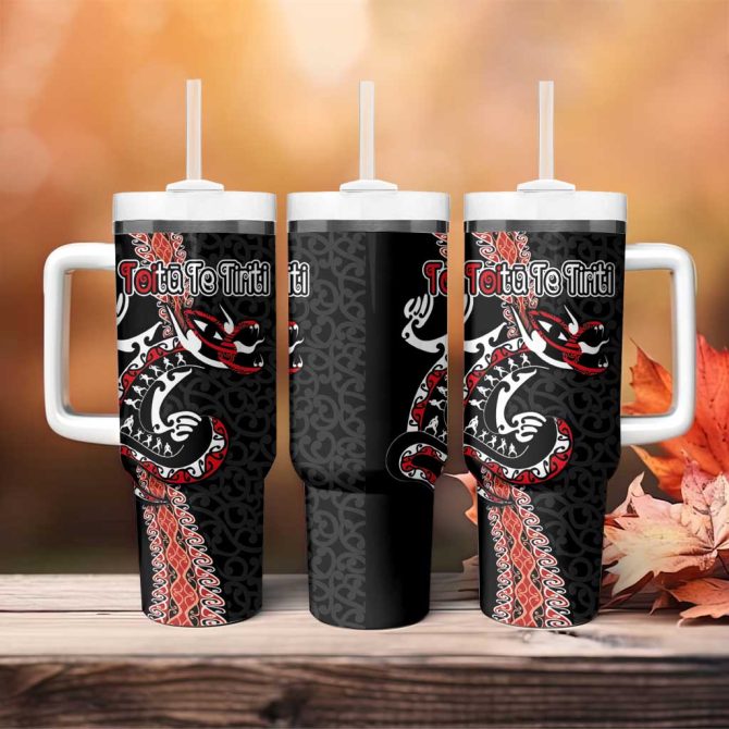 Aotearoa Toitu Te Tiriti Maori Taniwha Haka Honour The Treaty Custom Stanley Quencher 40Oz Stainless Steel Tumbler With Handle - Image 4