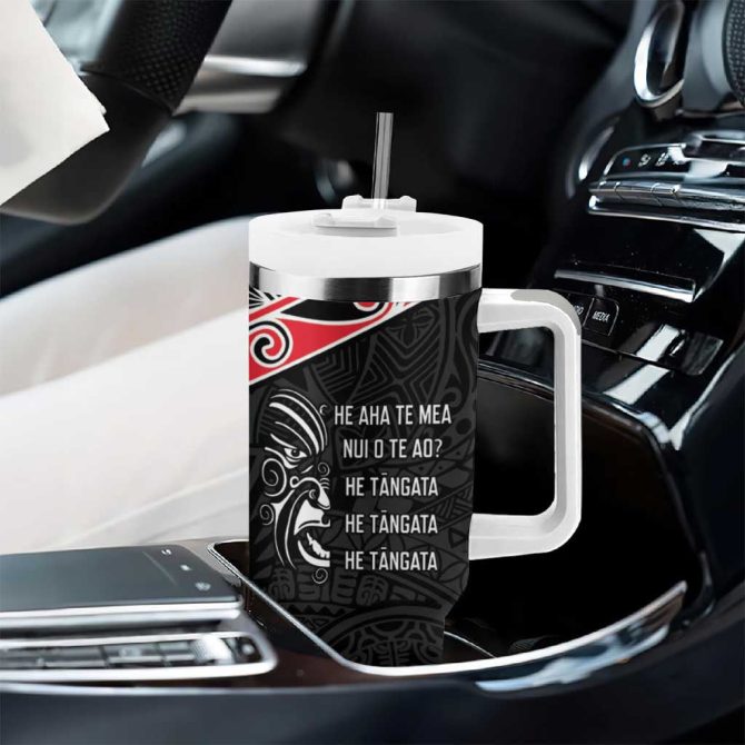 Aotearoa Toitu Te Tiriti New Zealand Honour The Treaty Custom Stanley Quencher 40Oz Stainless Steel Tumbler With Handle - Image 8