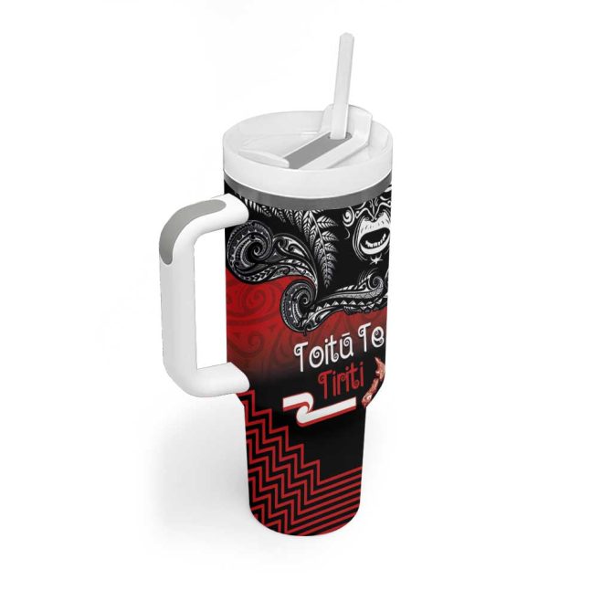 Aotearoa Toitu Te Tiriti New Zealand Honour The Treaty Fight Together Custom Stanley Quencher 40Oz Stainless Steel Tumbler With Handle - Image 2