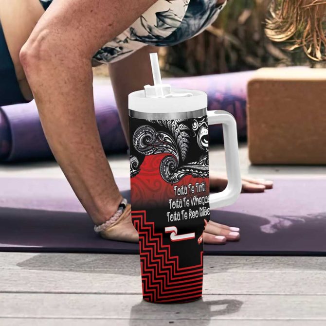 Aotearoa Toitu Te Tiriti New Zealand Honour The Treaty Fight Together Custom Stanley Quencher 40Oz Stainless Steel Tumbler With Handle - Image 6