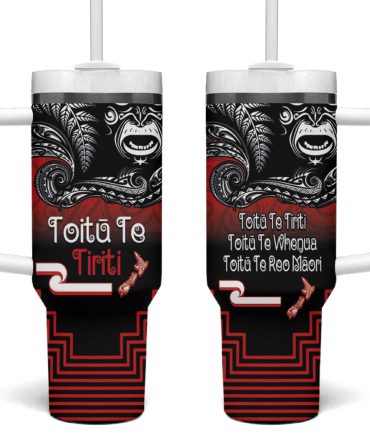 Aotearoa Toitu Te Tiriti New Zealand Honour The Treaty Fight Together Custom Stanley Quencher 40Oz Stainless Steel Tumbler With Handle