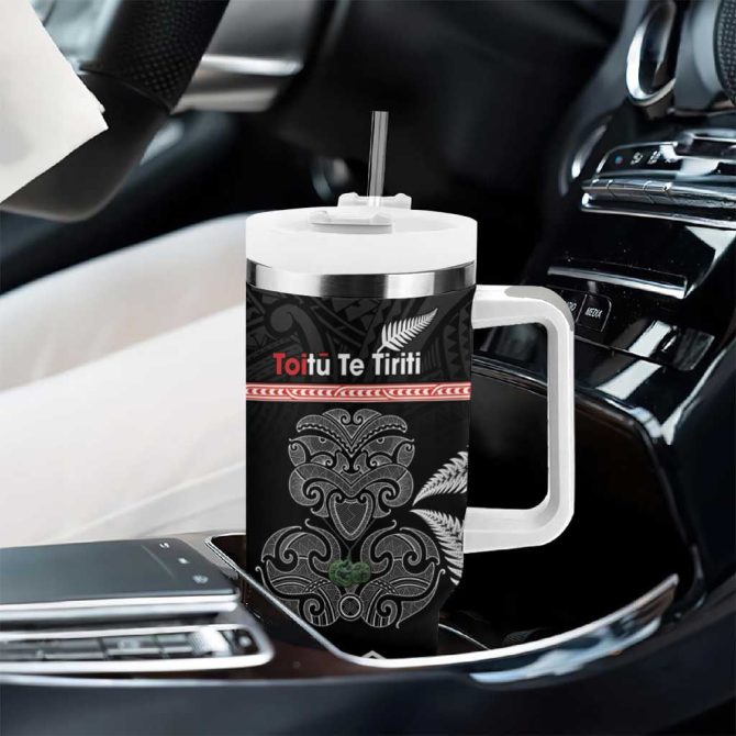 Aotearoa Toitu Te Tiriti Stand Together! Stand Stronger! Nz Tiki Custom Stanley Quencher 40Oz Stainless Steel Tumbler With Handle - Image 8