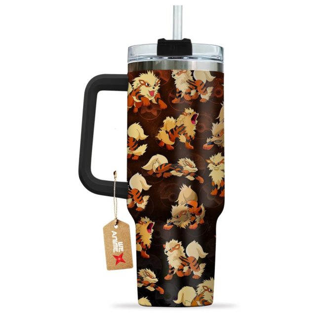 Arcanine Pokemon Anime Custom Stanley Quencher 40Oz Stainless Steel Tumbler - Image 3