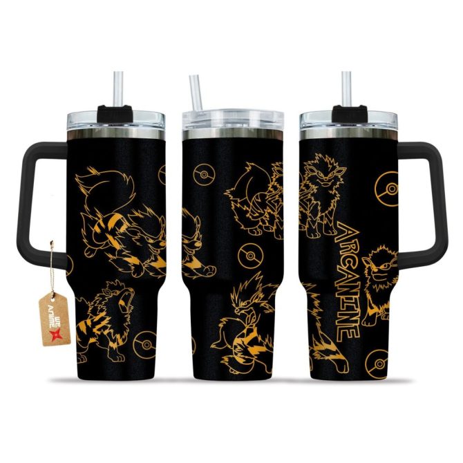 Arcanine Pokemon Anime Custom Stanley Quencher 40Oz Stainless Steel Tumbler