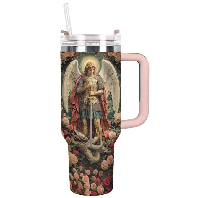 Archangel Michael Glory Christmas Custom Stanley Quencher 40Oz Stainless Steel Tumbler With Handle