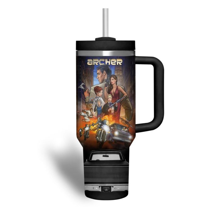 Archer Tv Series Custom Stanley Quencher 40Oz Stainless Steel Tumbler - Image 3
