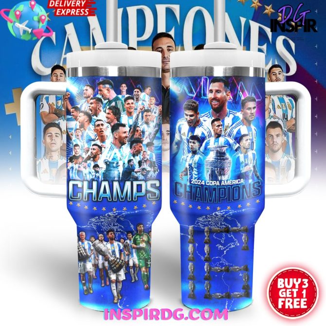 Argentina 2024 Copa America Custom Stanley Quencher 40Oz Stainless Steel Tumbler