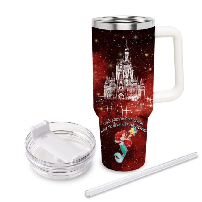 Ariel Disney Princess Cartoon Custom Stanley Quencher 40Oz Stainless Steel Tumbler With Handle - Image 2