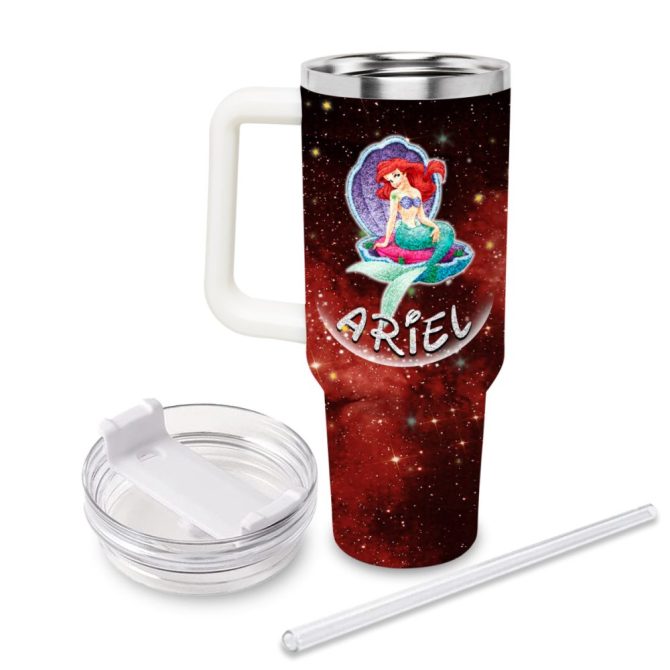 Ariel Disney Princess Cartoon Custom Stanley Quencher 40Oz Stainless Steel Tumbler With Handle - Image 3