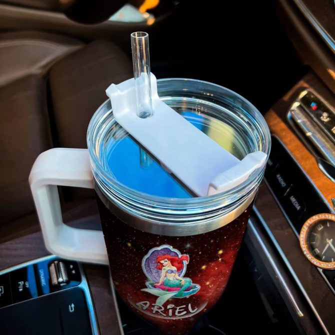 Ariel Disney Princess Cartoon Custom Stanley Quencher 40Oz Stainless Steel Tumbler With Handle - Image 4