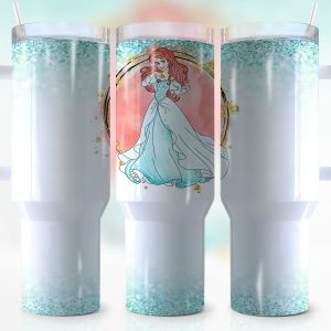 Ariel The Little Mermaid Disney Cartoon Custom Stanley Quencher 40Oz Stainless Steel Tumbler With Handle