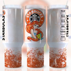 Ariel The Little Mermaid Disney Cartoon Custom Stanley Quencher 40Oz Stainless Steel Tumbler With Handle
