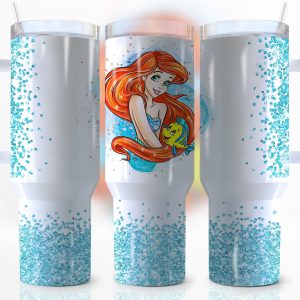 Ariel The Little Mermaid Disney Cartoon Custom Stanley Quencher 40Oz Stainless Steel Tumbler With Handle