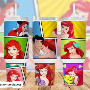 Ariel The Little Mermaid Disney Cartoon Custom Stanley Quencher 40Oz Stainless Steel Tumbler With Handle