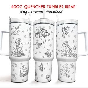 Ariel The Little Mermaid Disney Princess Cartooncustom Stanley Quencher 40Oz Stainless Steel Tumbler