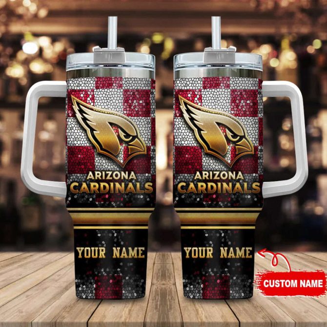 Arizona Cardinals Nfl Custom Stanley Quencher 40Oz Stainless Steel Tumbler With Handle