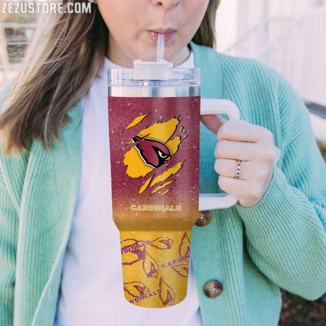 Arizona Cardinals Nfl Custom Stanley Quencher 40Oz Stainless Steel Tumbler With Handle - Image 2