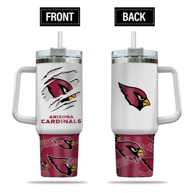 Arizona Cardinals Nfl Custom Stanley Quencher 40Oz Stainless Steel Tumbler With Handle