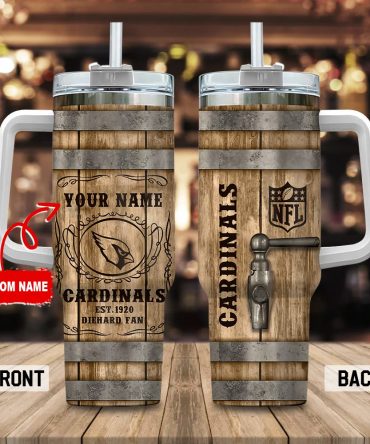 Arizona Cardinals Nfl Custom Stanley Quencher 40Oz Stainless Steel Tumbler With Handle