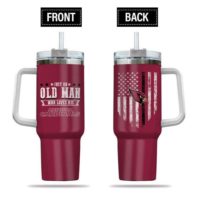 Arizona Cardinals Nfl Custom Stanley Quencher 40Oz Stainless Steel Tumbler With Handle