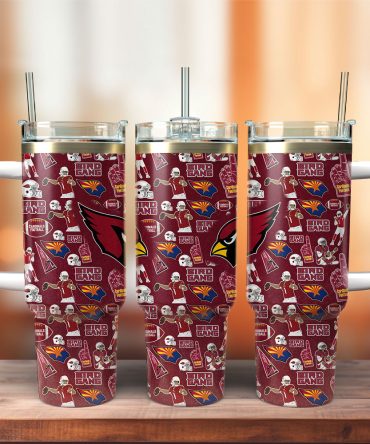 Arizona Cardinals Nfl Custom Stanley Quencher 40Oz Stainless Steel Tumbler With Handle