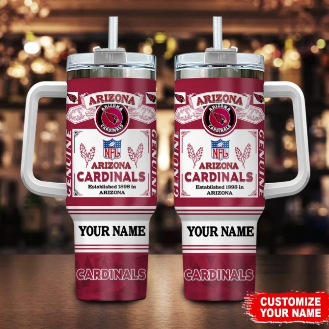 Arizona Cardinals Nfl Custom Stanley Quencher 40Oz Stainless Steel Tumbler With Handle