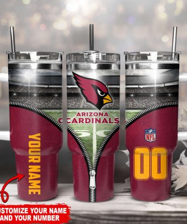 Arizona Cardinals Nfl Custom Stanley Quencher 40Oz Stainless Steel Tumbler With Handle