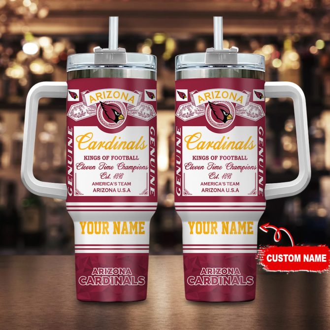 Arizona Cardinals Nfl Custom Stanley Quencher 40Oz Stainless Steel Tumbler With Handle