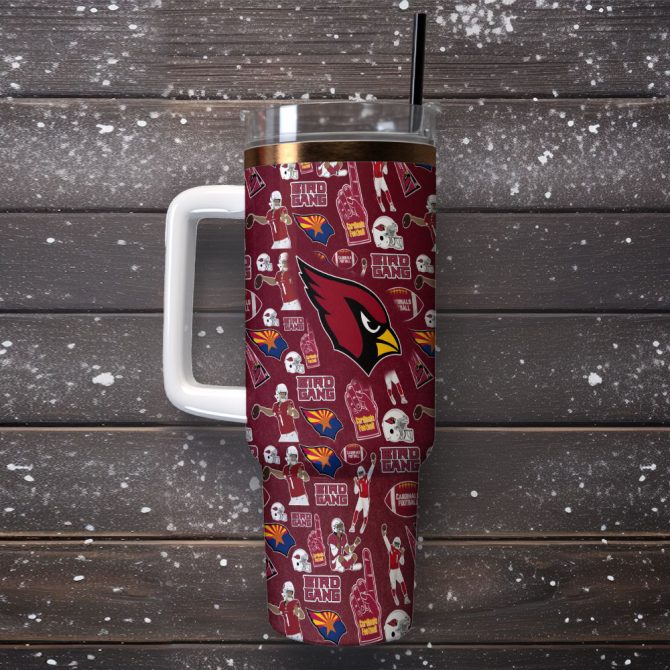 Arizona Cardinals Nfl Custom Stanley Quencher 40Oz Stainless Steel Tumbler With Handle - Image 2