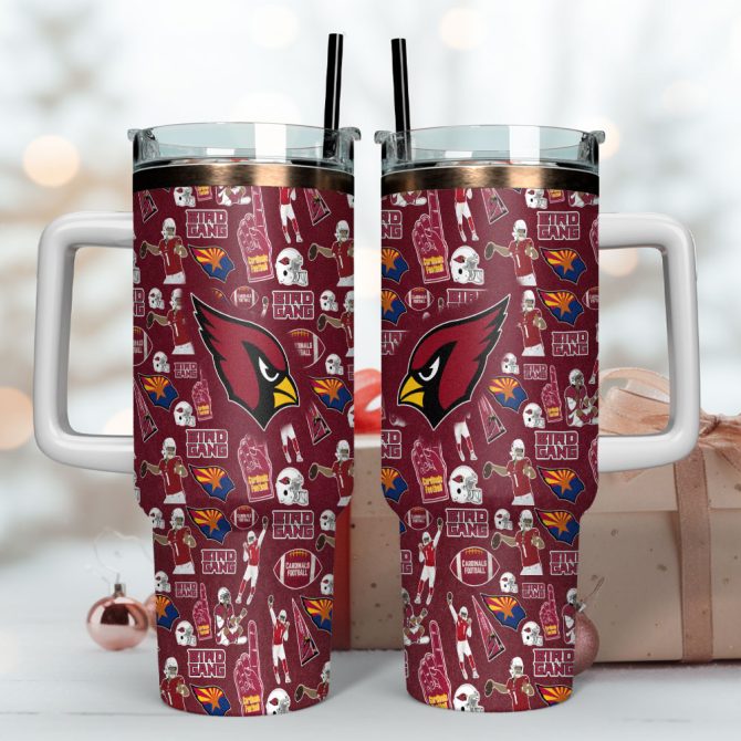 Arizona Cardinals Nfl Custom Stanley Quencher 40Oz Stainless Steel Tumbler With Handle - Image 4