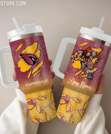 Arizona Cardinals Nfl Custom Stanley Quencher 40Oz Stainless Steel Tumbler With Handle