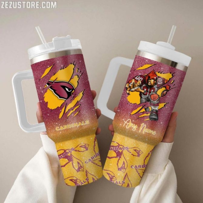 Arizona Cardinals Nfl Custom Stanley Quencher 40Oz Stainless Steel Tumbler With Handle