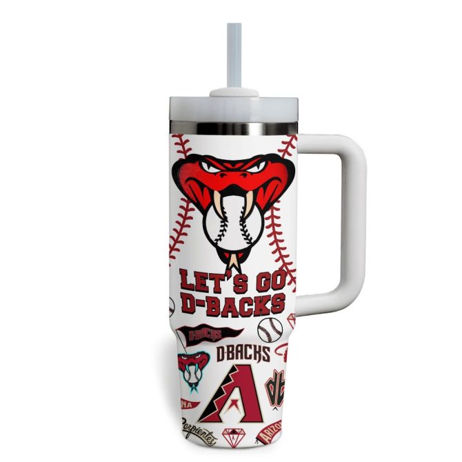 Arizona Diamondbacks Mlb Custom Stanley Quencher 40Oz Stainless Steel Tumbler With Handle - Image 3